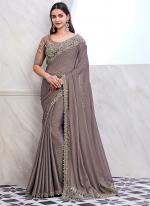 Rainbow Silk Grey Party Wear Embroidery Work Saree